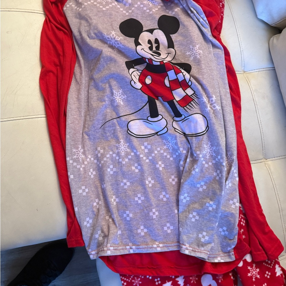 Disney Mickey Mouse Adult XL Tall PJs - Red and Gray
